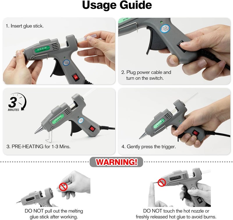 SUJADE Mini Hot Glue Gun Kit with 30 Glue Sticks - Fast Preheating Hot Melt Gun, High Temp for School Crafts DIY Arts and Quick Home Repairs(Grey) - Image 2